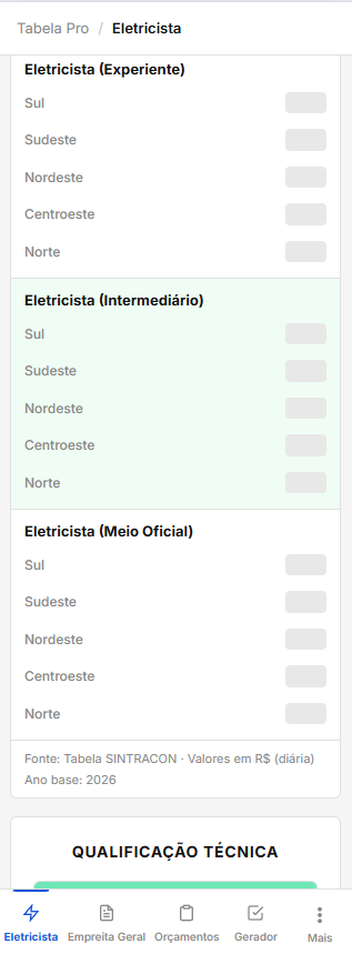 Diária do Eletricista